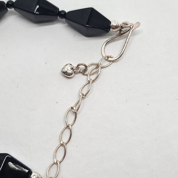 Jay King DRT Sterling Silver Blue Turquoise Onyx Inlay Pendant Beaded Necklace - Picture 10 of 10